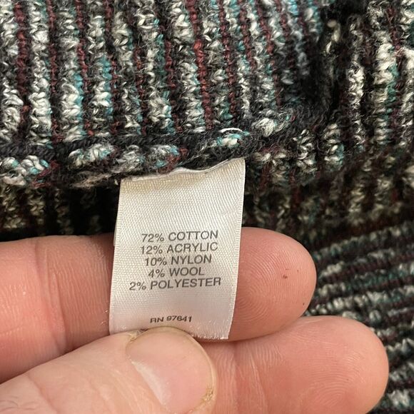J. Jill‎ Cardigan Rainbow Long Duster Cotton Wool Blend Knit 3 Button Medium EUC - Picture 9 of 14